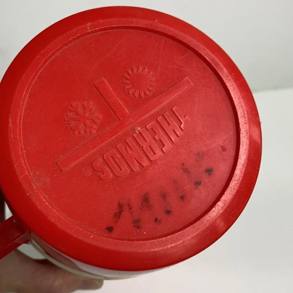 Vintage Thermos brand thermos red stripe 1974 King-Seeley Thermos Co.